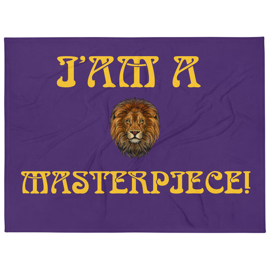 “I’AM A MASTERPIECE!”Purple Throw Blanket W/Yellow Font