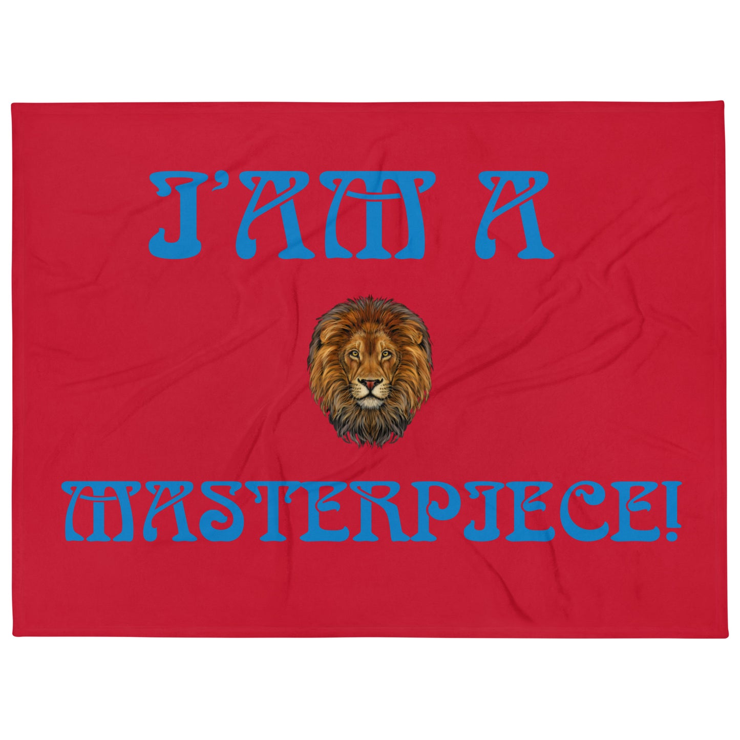 “I’AM A MASTERPIECE!"Red Throw Blanket W/Blue Font