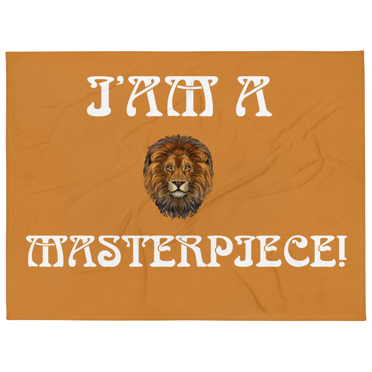 “I’AM A MASTERPIECE!”Bronze Throw Blanket W/White Font