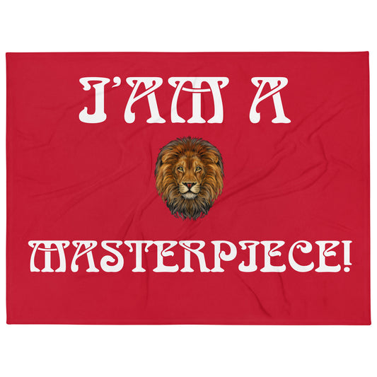 “I’AM A MASTERPIECE!"Red Throw Blanket W/White Font