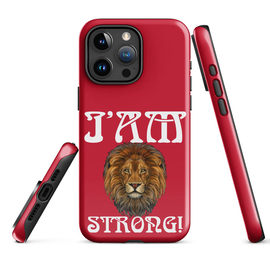“I’AM STRONG!” Red Tough Case for iPhone® W/White Font