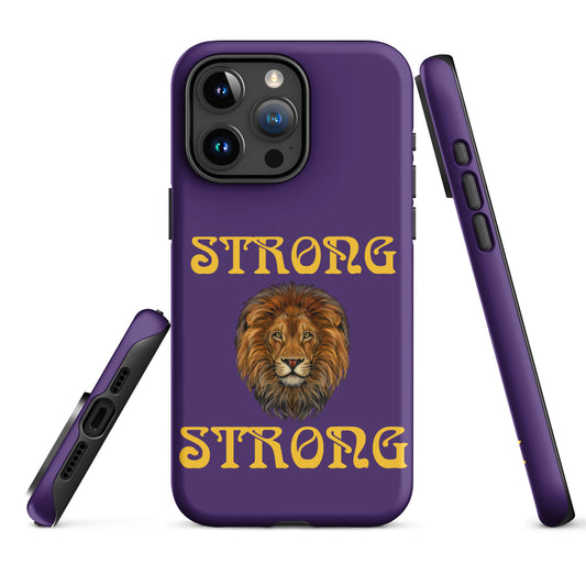 “STRONG”Purple DoubleView Tough Case for iPhone® W/Yellow Font