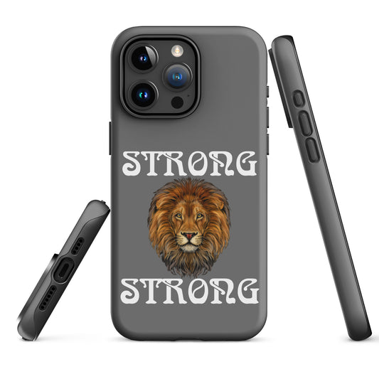 “STRONG” Grey DoubleView Tough Case for iPhone® W/White Font