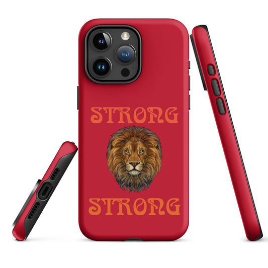 “STRONG”Red DoubleView Tough Case for iPhone® W/Orange Font