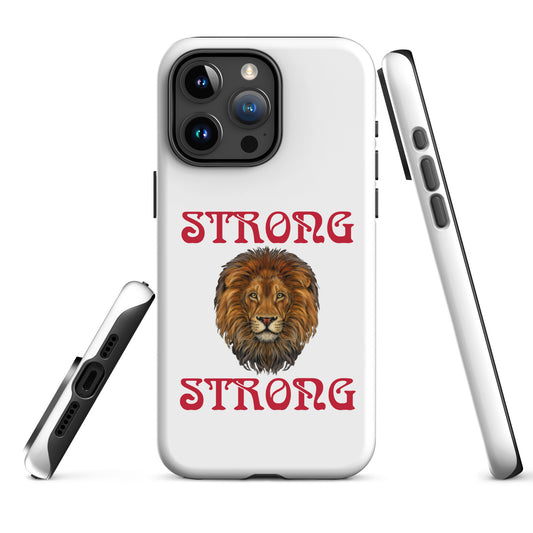 “STRONG”White DoubleView Tough Case for iPhone® W/Red Font