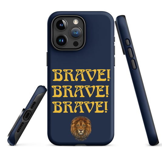 “BRAVE!Navy Tough Case for iPhone® W/Triple Yellow Font