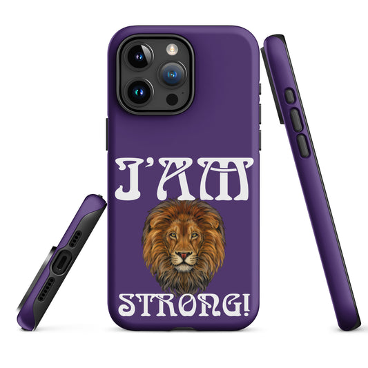 “I’AM STRONG!” Purple Tough Case for iPhone® W/White Font