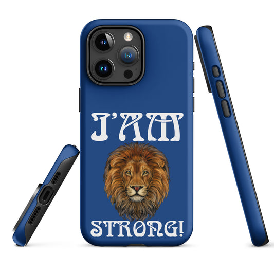 “I’AM STRONG!” Blue Tough Case for iPhone® W/White Font