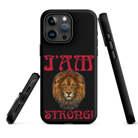“I’AM STRONG!” Black Tough Case for iPhone® W/Red Font
