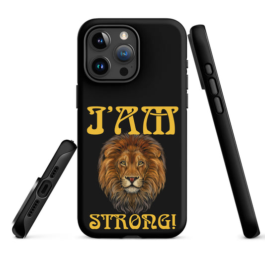 “I’AM STRONG!” Black Tough Case for iPhone® W/Yellow Font