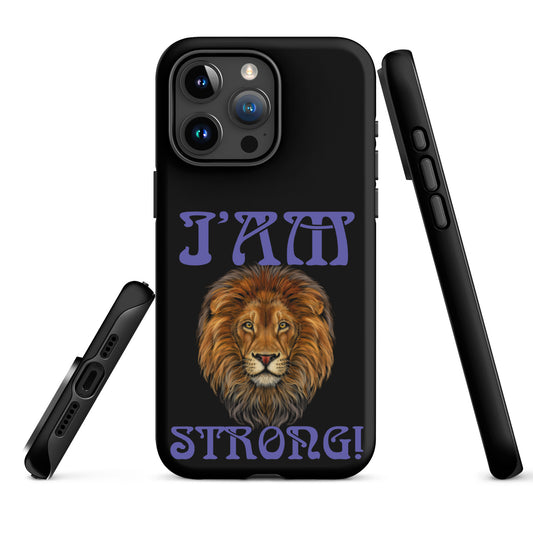 “I’AM STRONG!” Black Tough Case for iPhone® W/Purple Font