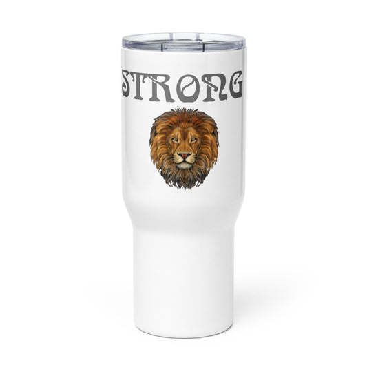 "STRONG"White Travel Mug W/Grey Font