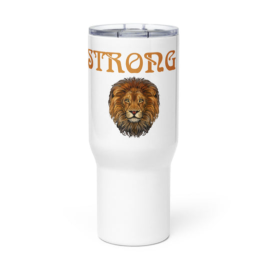 "STRONG"White Travel Mug W/Bronze Font