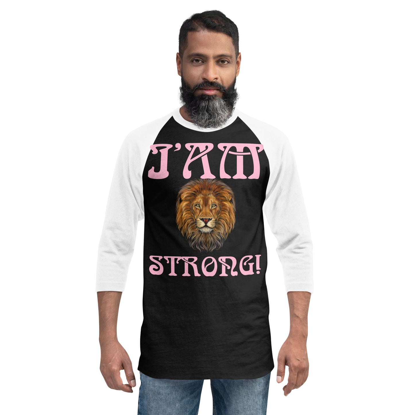 “I’AM STRONG!” 3/4 Sleeve Raglan Shirt W/Cotton Candy Font