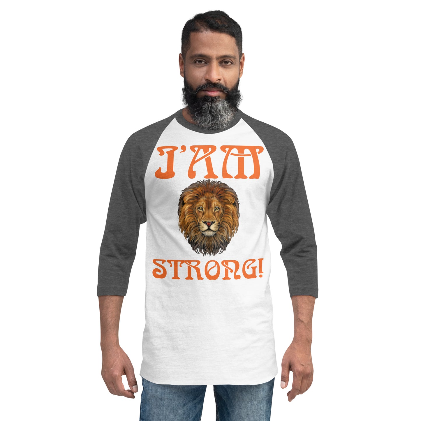 “I’AM STRONG!” 3/4 Sleeve Raglan Shirt W/Orange Font