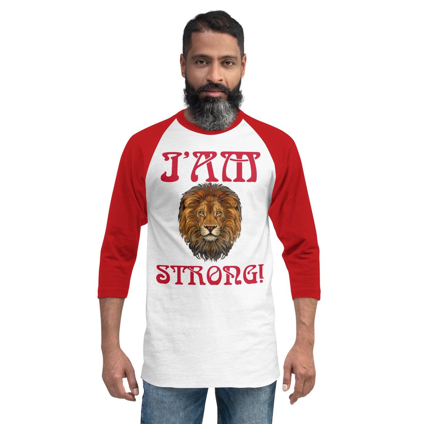 “I’AM STRONG!” 3/4 Sleeve Raglan Shirt W/Red Font