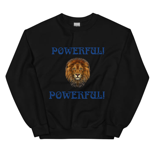 “POWERFUL”Unisex Sweatshirt W/Blue Font