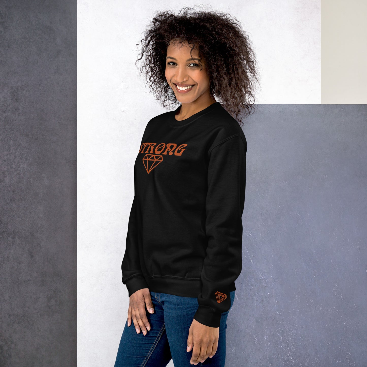 “STRONG DIAMOND” Unisex Sweatshirt W/Orange Font