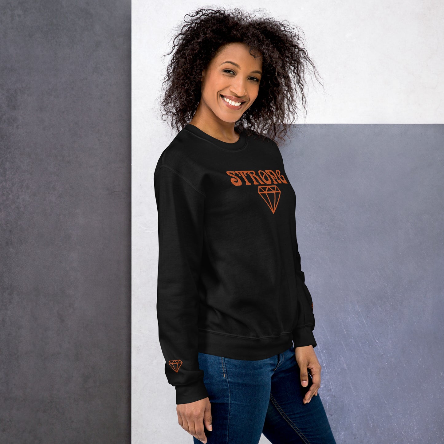 “STRONG DIAMOND” Unisex Sweatshirt W/Orange Font