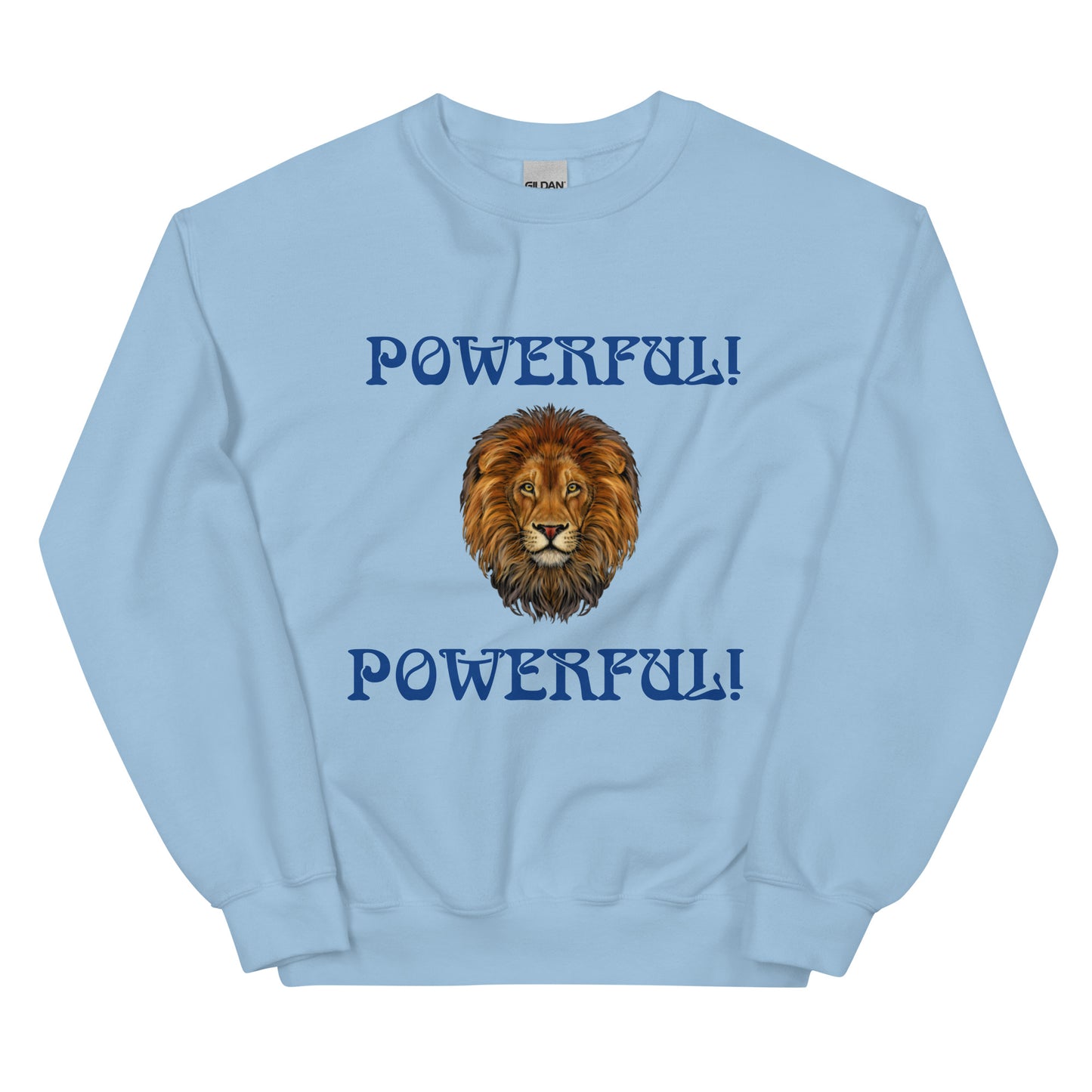“POWERFUL”Unisex Sweatshirt W/Blue Font