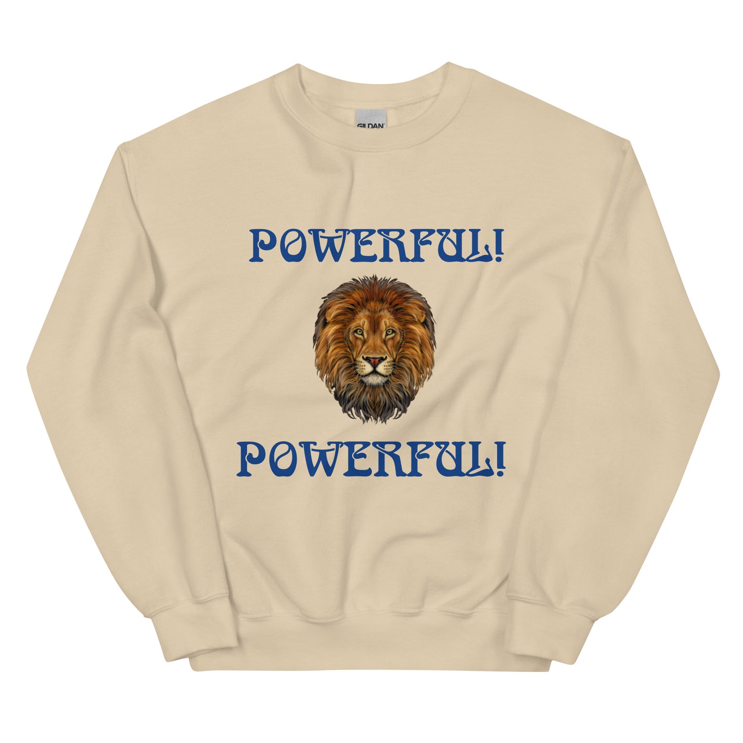 “POWERFUL”Unisex Sweatshirt W/Blue Font