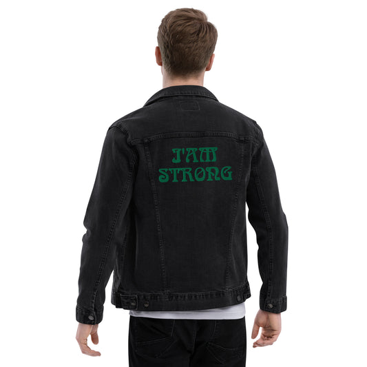 “IAM STRONG”Unisex Denim Jacket W/Green Font