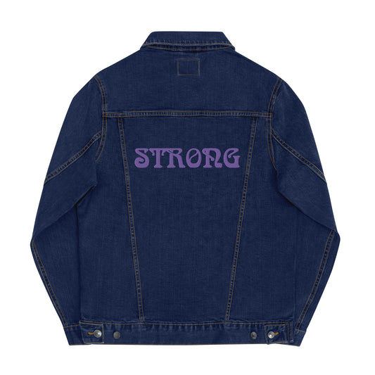 “STRONG”Unisex Denim Jacket W/Purple Font