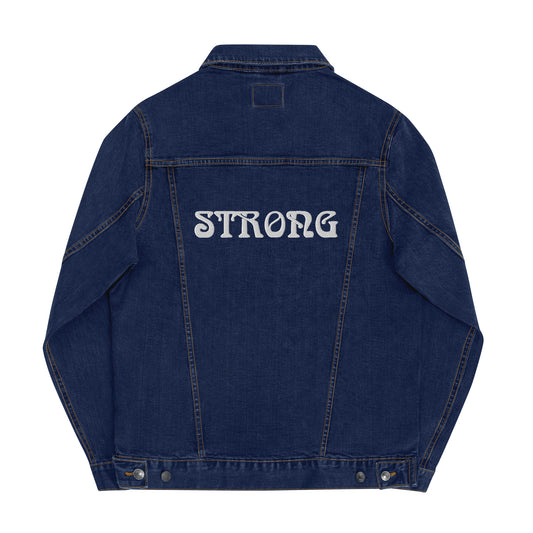 “STRONG”Unisex Denim Jacket W/White Font