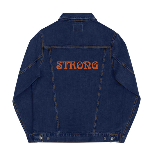 “STRONG”Unisex Denim Jacket W/Orange Font