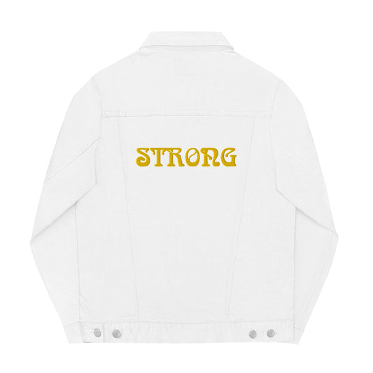 “STRONG”Unisex Denim Jacket W￼/Yellow Font