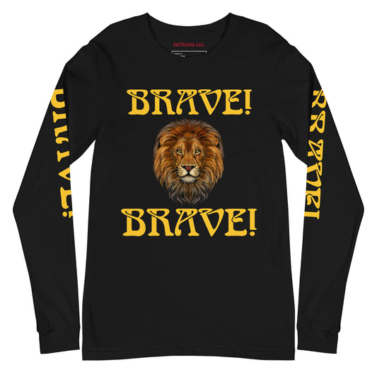 “BRAVE DOUBLE VIEW”Unisex Long Sleeve Tee W/Yellow Font