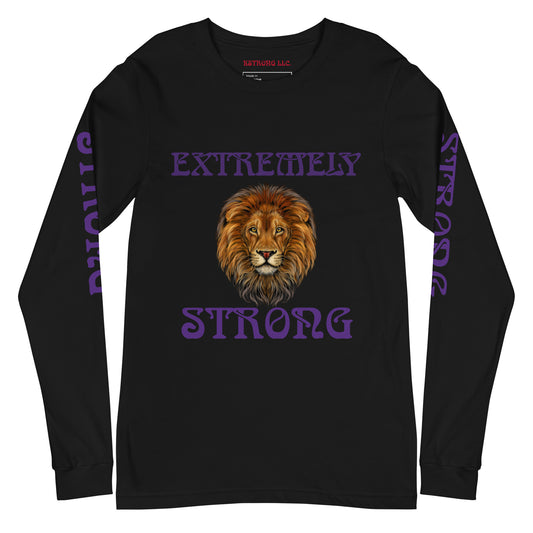 “EXTREMELY STRONG”Unisex Long Sleeve Tee W/Purple Font