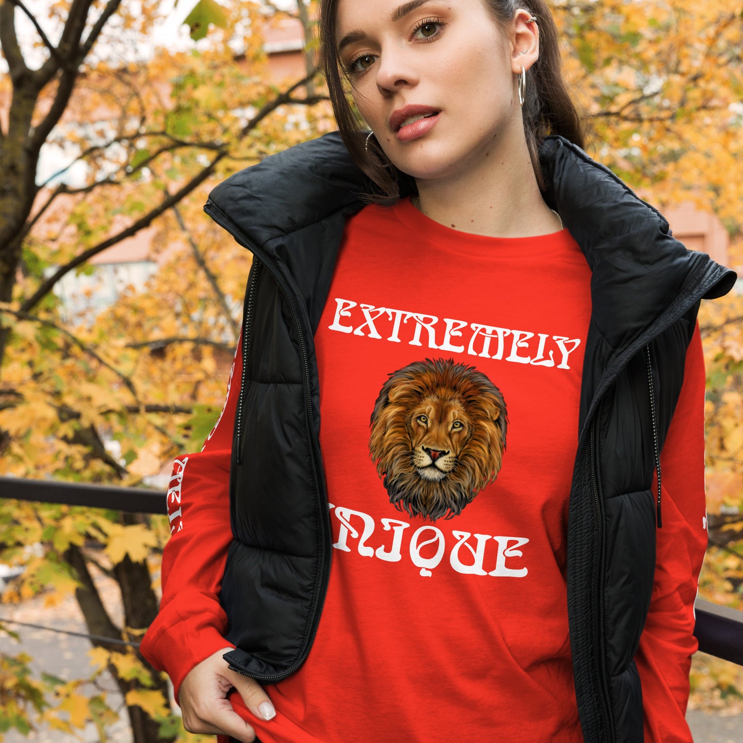 “EXTREMELY UNIQUE”Unisex Long Sleeve Tee W/White Font