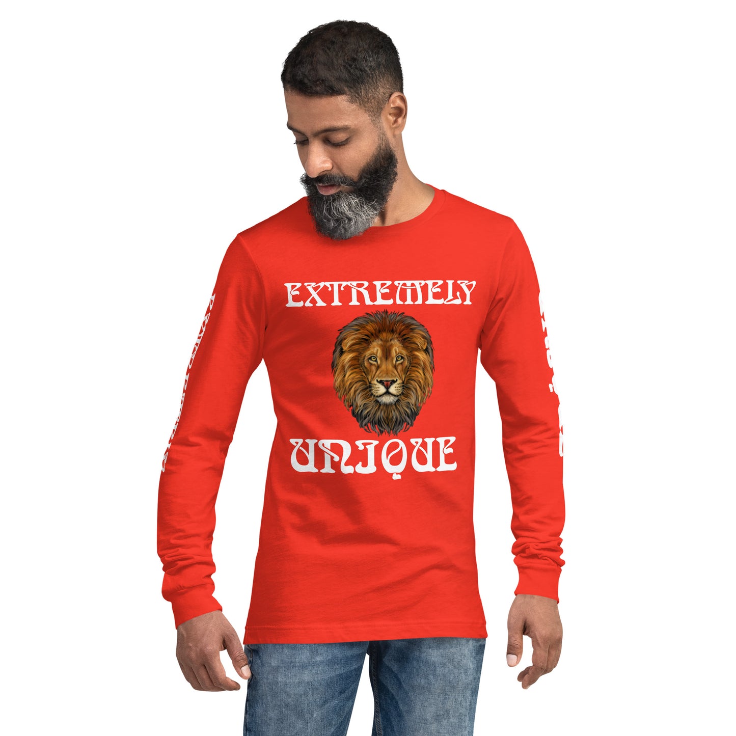 “EXTREMELY UNIQUE”Unisex Long Sleeve Tee W/White Font