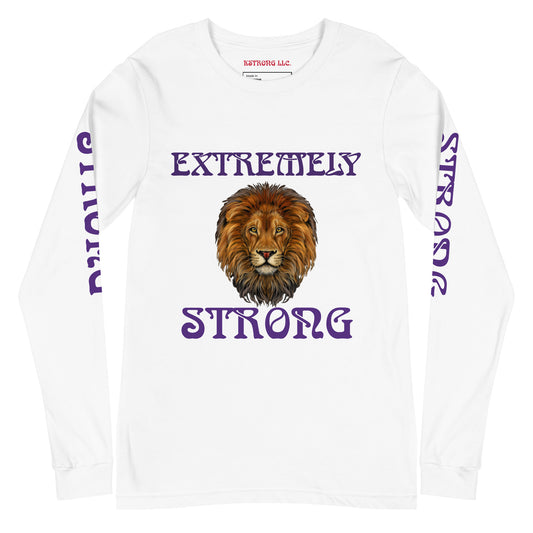 “EXTREMELY STRONG”Unisex Long Sleeve Tee W/Purple Font