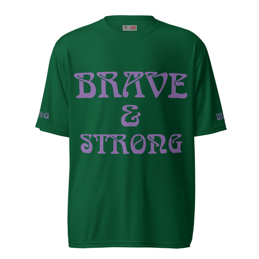 “BRAVE&STRONGUnisex Performance Crew Neck T-shirt W/Purple Font