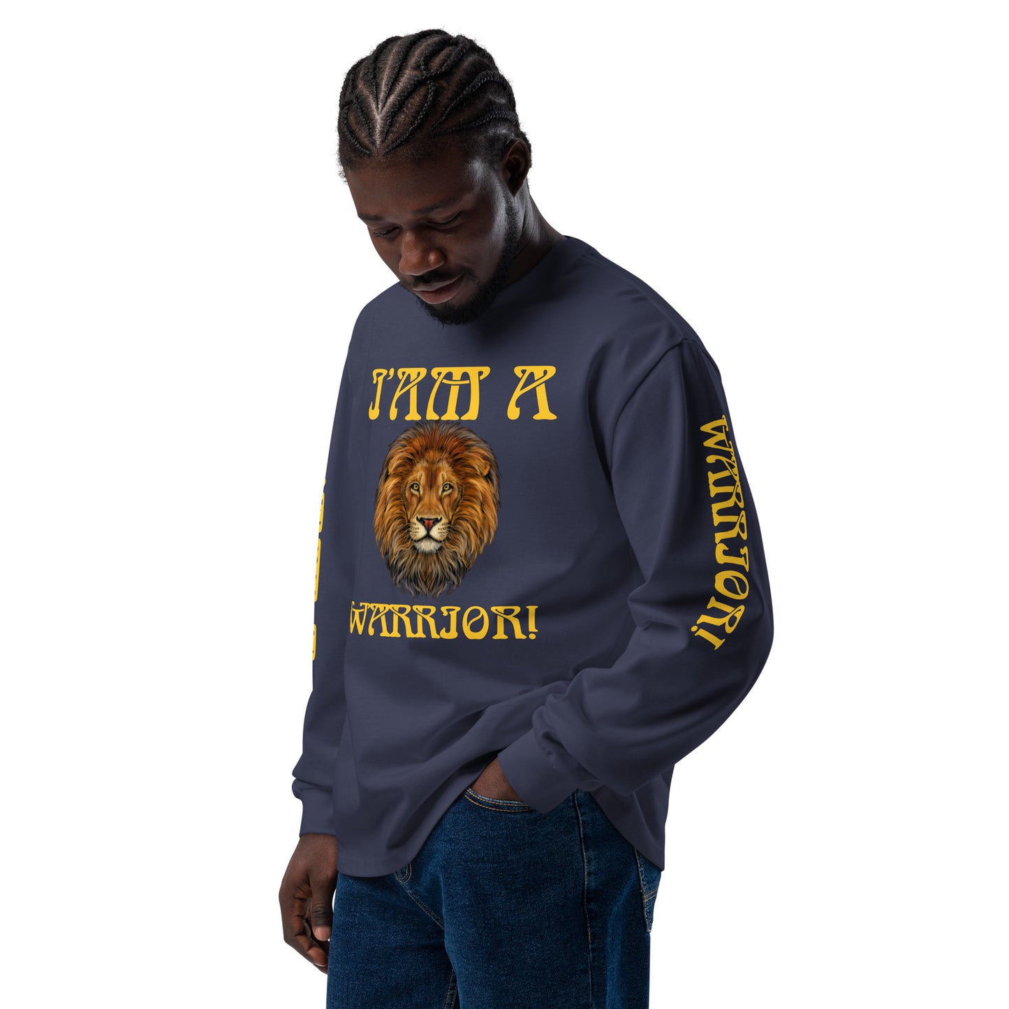 “I’AM A WARRIOR!”Premium Heavyweight Long Sleeve Shirt W/Yellow Font