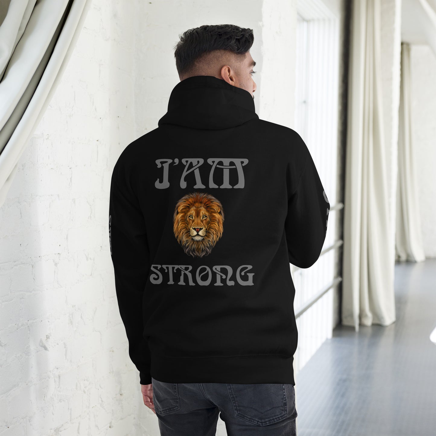 “IAM STRONG”Unisex Hoodie W/Grey Font