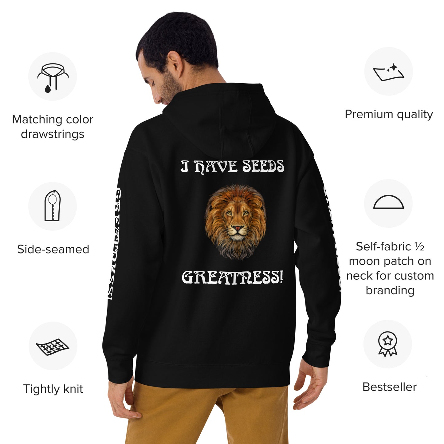 “I HAVE SEEDS OF GREATNESS!”Unisex Hoodie W/White Font