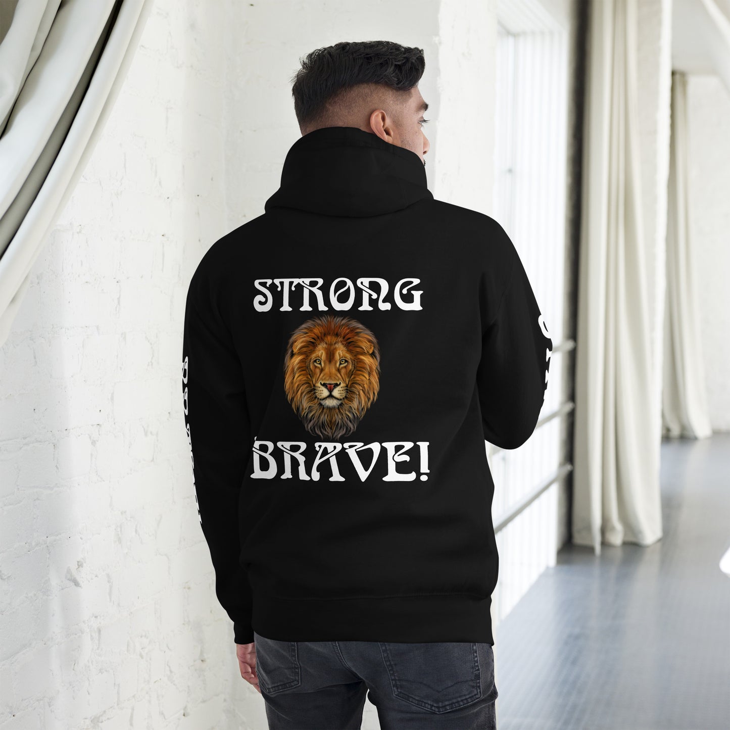 “STRONG & BRAVE!”Unisex Hoodie W/White Font