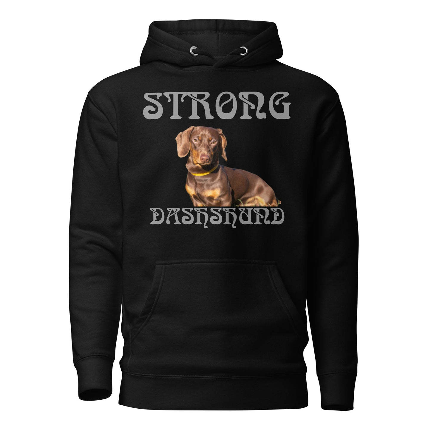 “STRONG DASHSHUND”Unisex Hoodie W/Grey Font