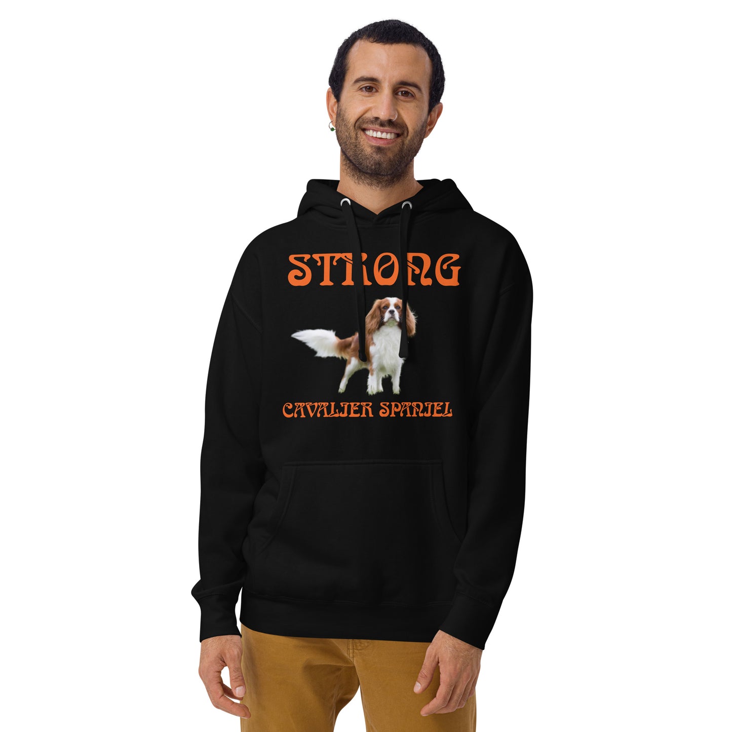 “STRONG CAVALIER SPANIEL”Unisex Hoodie W/Orange Font