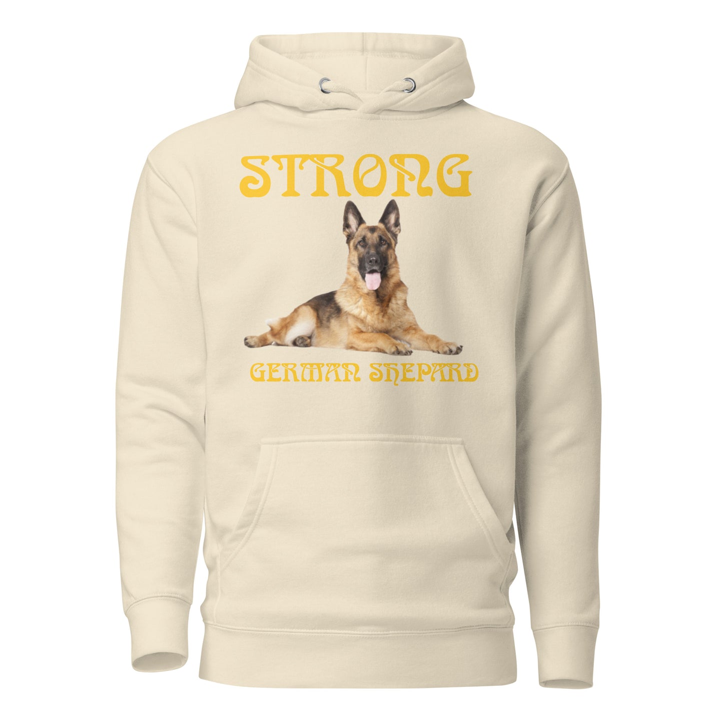 “STRONG GERMAN SHEPHERD”Unisex Hoodie W/Yellow Font