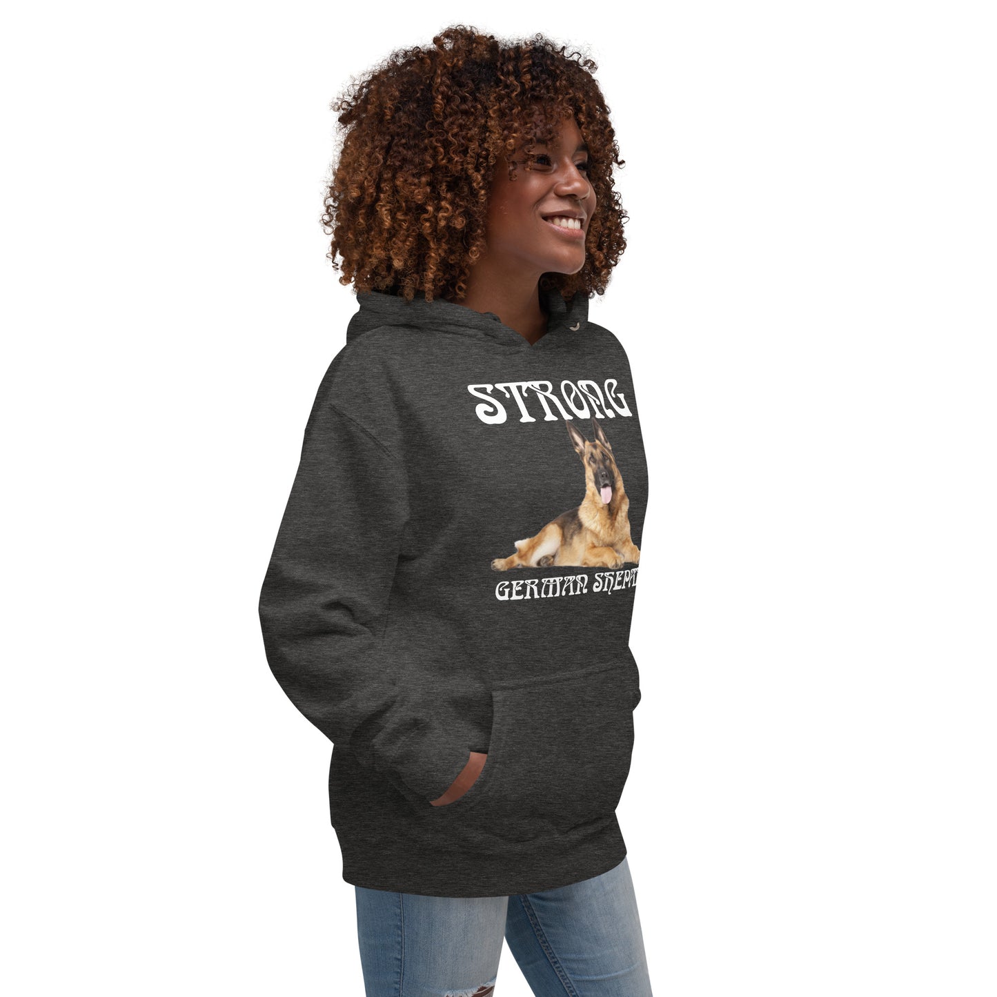 “STRONG GERMAN SHEPHERD”Unisex Hoodie W/White Font