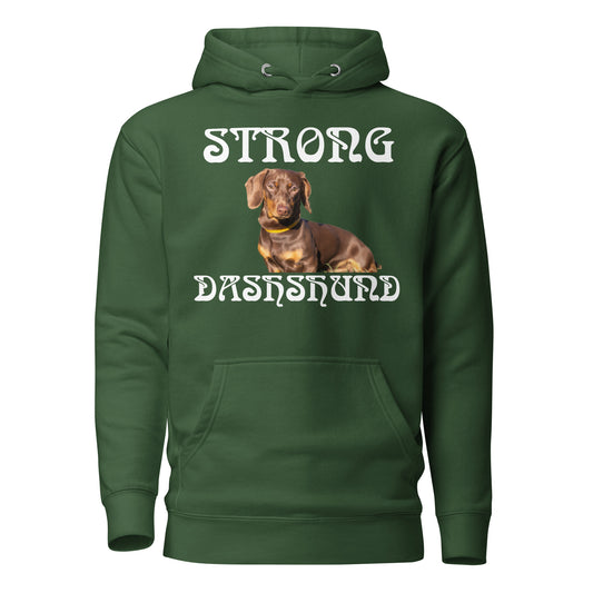 “STRONG DASHSHUND”Unisex Hoodie W/White Font