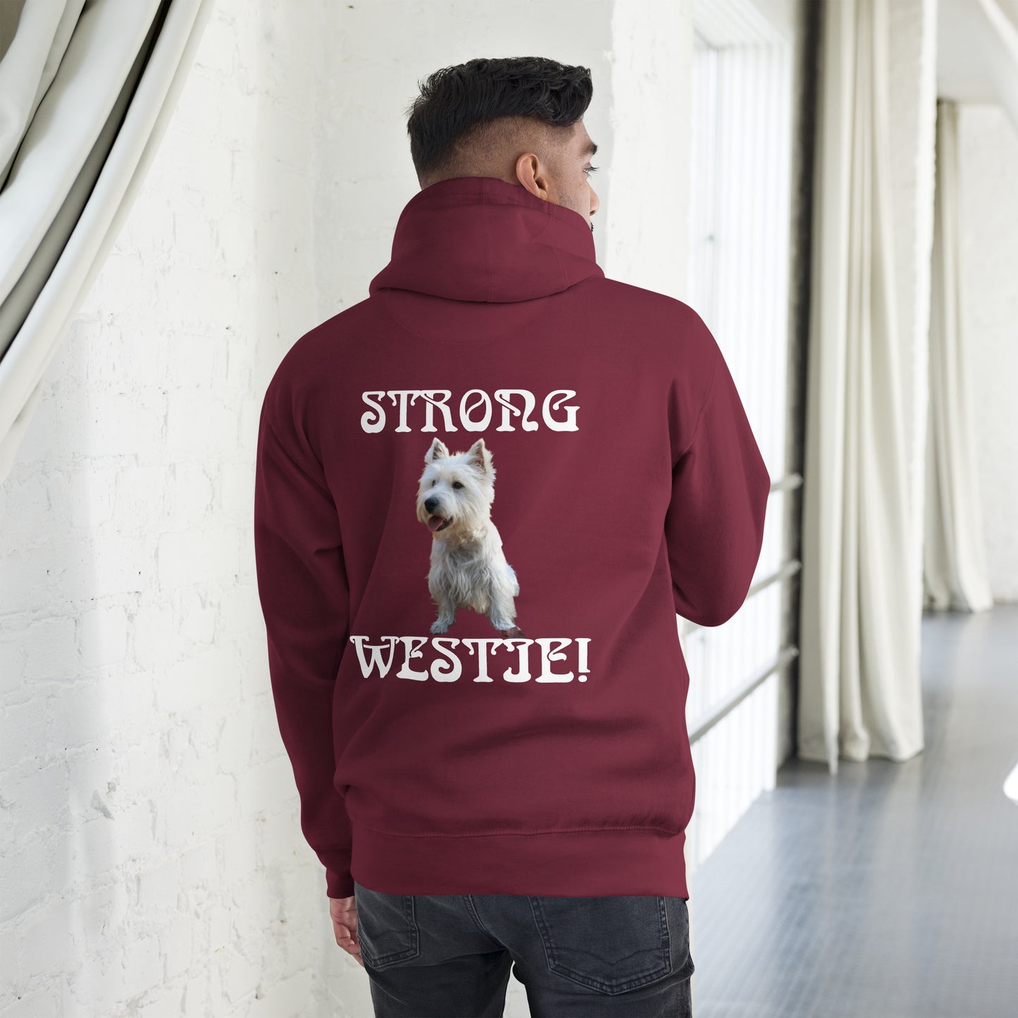 “STRONG WESTIE”Unisex Hoodie W/White Font