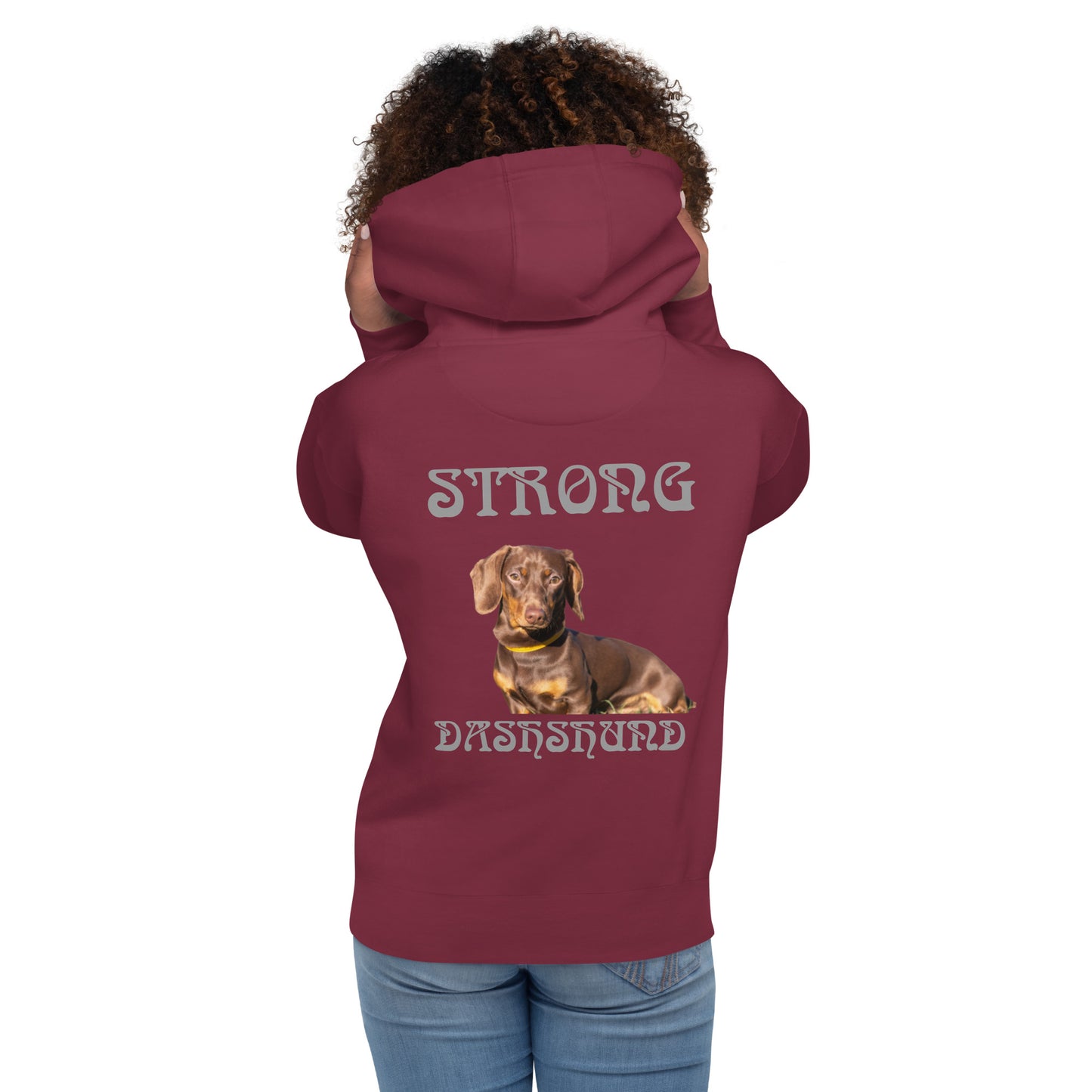 “STRONG DASHSHUND”Unisex Hoodie W/Grey Font