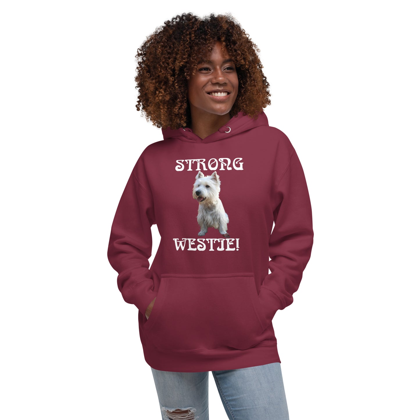 “STRONG WESTIE”Unisex Hoodie W/White Font