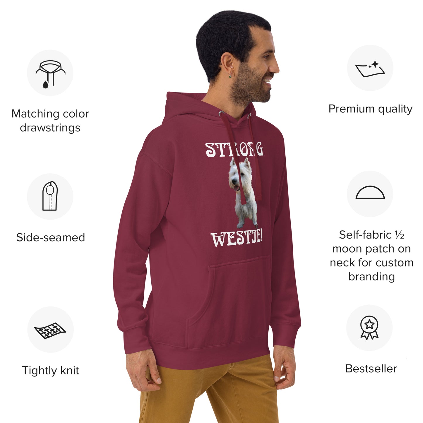 “STRONG WESTIE”Unisex Hoodie W/White Font