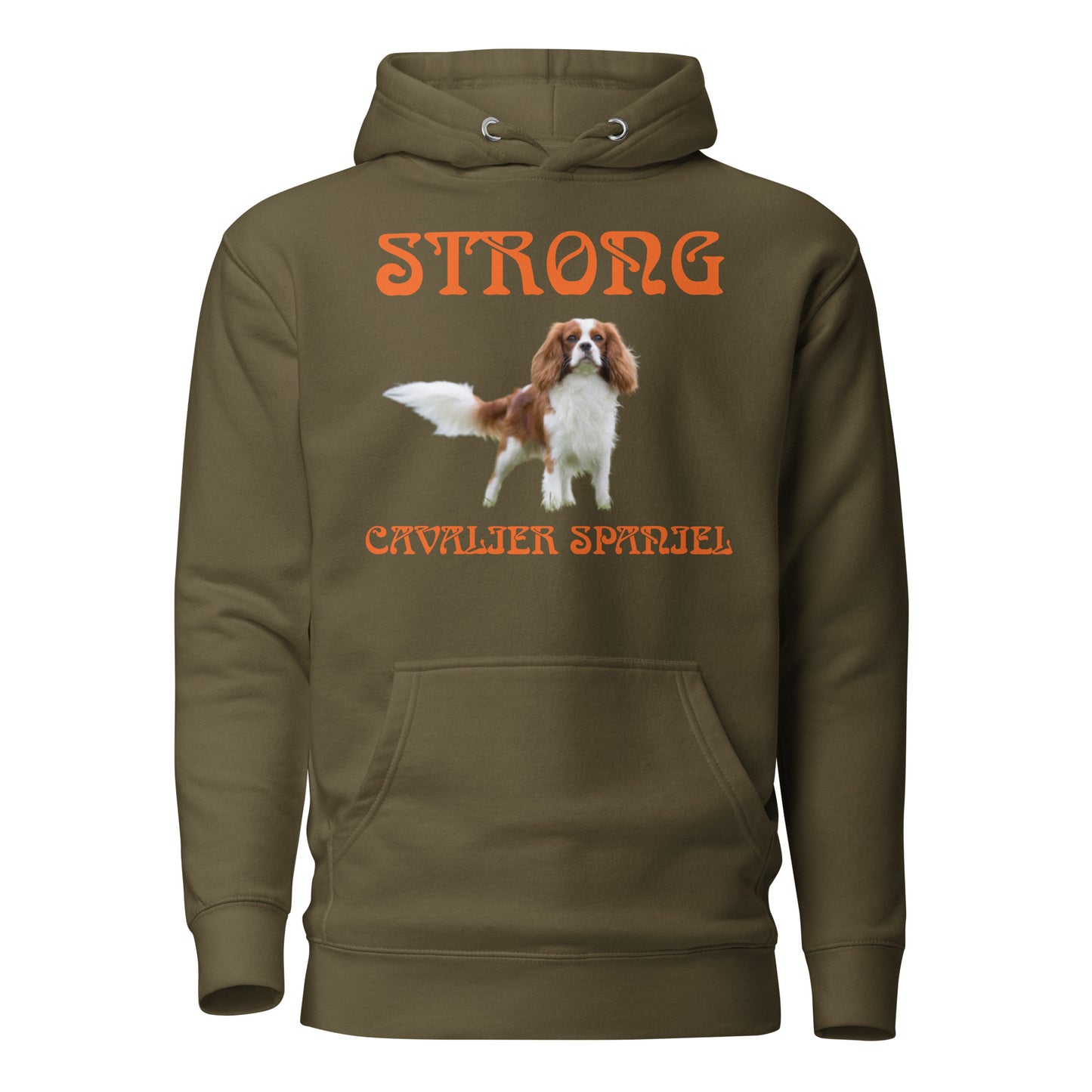 “STRONG CAVALIER SPANIEL”Unisex Hoodie W/Orange Font